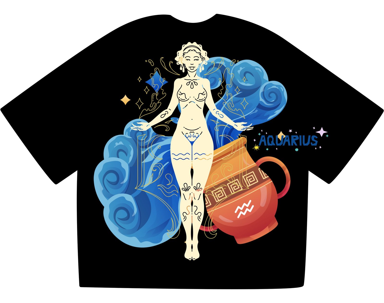 The back of the Aquarius Graphic T-Shirt